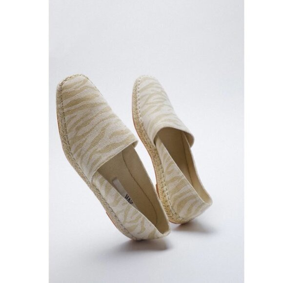 Zara Low Heel Cream  Zebra Animal Print Espadrilles Size EUR 41 US 10 NWT - Picture 11 of 11